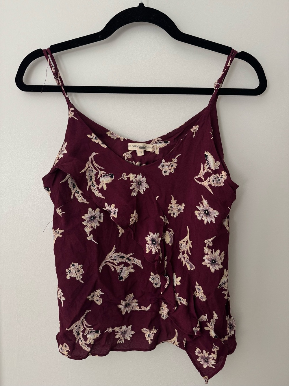 Whimsy + Row Burgundy Floral Spaghetti Strap Cami